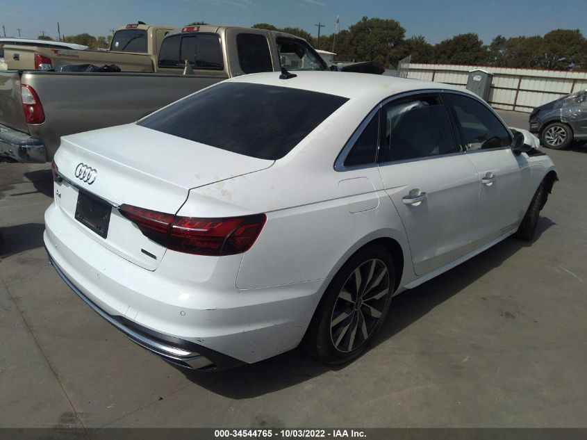 2021 AUDI A4 SEDAN PREMIUM VIN: WAUABAF44MA087414