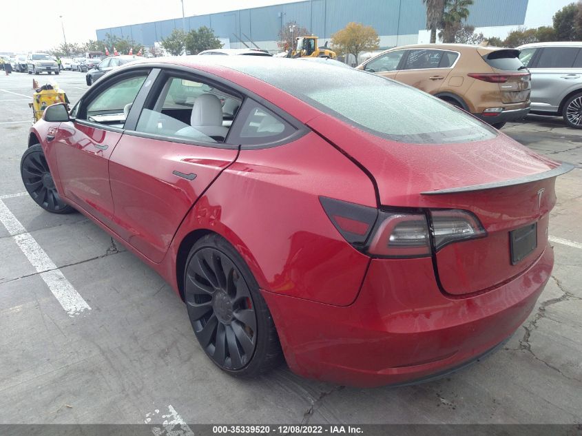 2022 TESLA MODEL 3 PERFORMANCE VIN: 5YJ3E1EC5NF327462