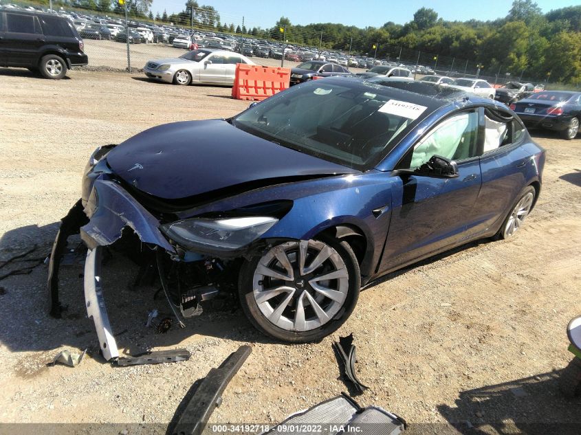 2022 TESLA MODEL 3 LONG RANGE VIN: 5YJ3E1EB4NF163936