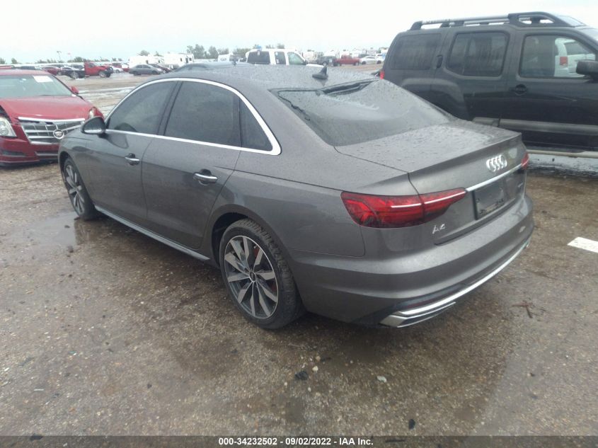 2022 AUDI A4 SEDAN PREMIUM VIN: WAUABAF42NA019727