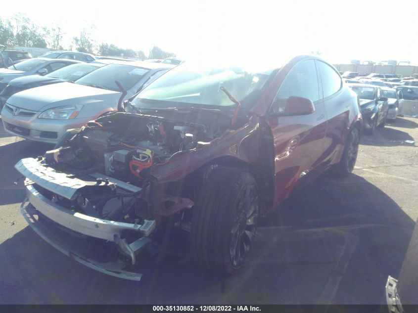 2022 TESLA MODEL Y LONG RANGE VIN: 7SAYGDEE0NF352078