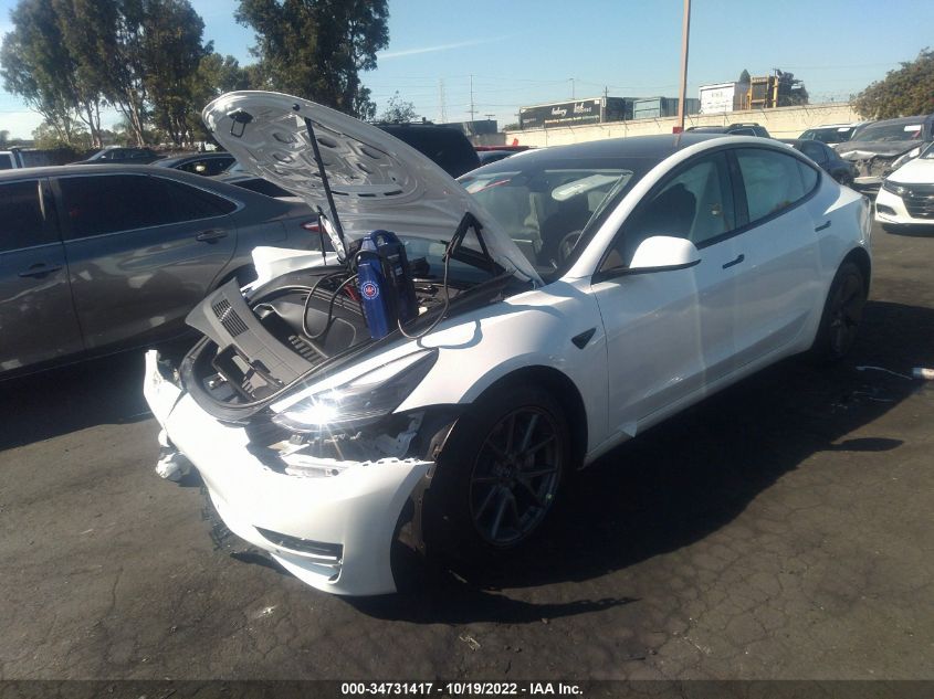 2022 TESLA MODEL 3 LONG RANGE VIN: 5YJ3E1EB4NF325595