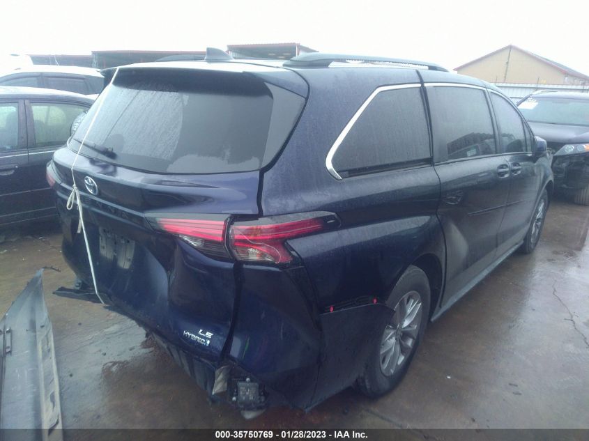 2022 TOYOTA SIENNA LE VIN: 5TDKRKEC9NS094610