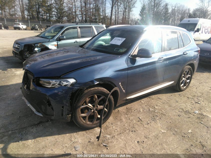 2022 BMW X3 XDRIVE30I VIN: 5UX53DP06N9K59636