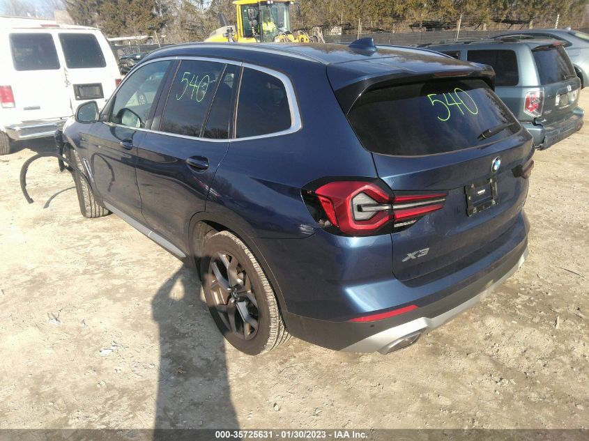 2022 BMW X3 XDRIVE30I VIN: 5UX53DP06N9K59636