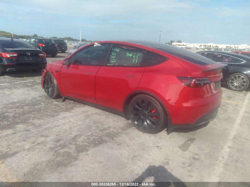 2022 TESLA MODEL Y PERFORMANCE VIN: 7SAYGDEF2NF337722