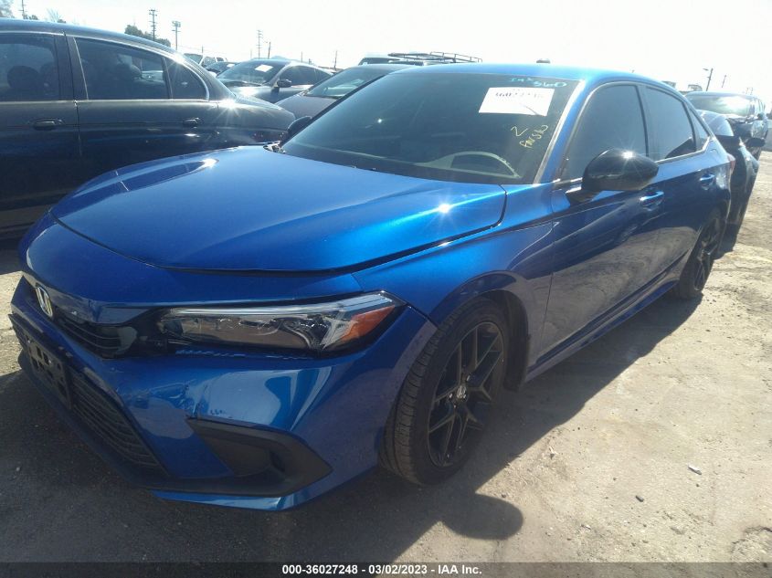 2022 HONDA CIVIC SEDAN SPORT VIN: 2HGFE2F52NH572895