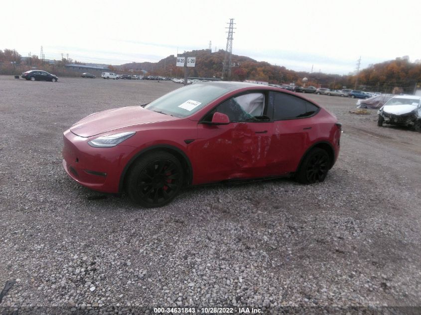 2022 TESLA MODEL Y LONG RANGE VIN: 7SAYGAEEXNF344049