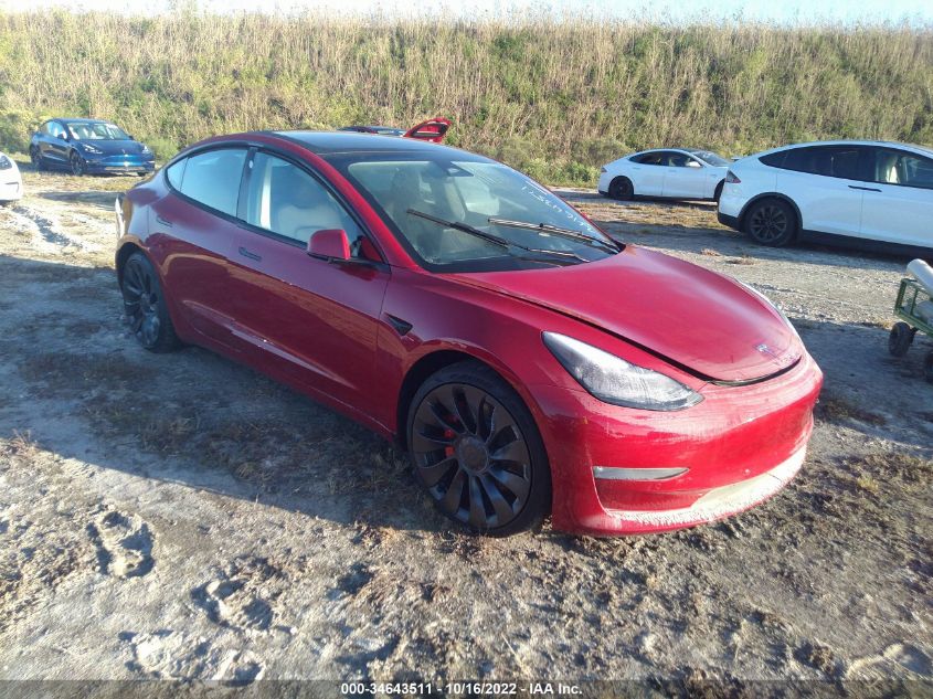 2022 TESLA MODEL 3 PERFORMANCE VIN: 5YJ3E1EC8NF317704