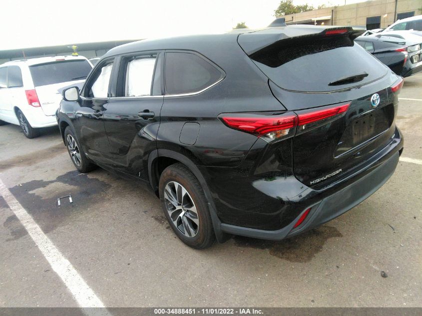 2021 TOYOTA HIGHLANDER HYBRID XLE VIN: 5TDGBRCH6MS067199