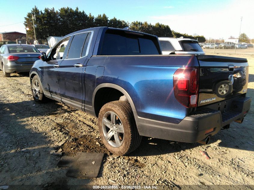 2022 HONDA RIDGELINE RTL-E VIN: 5FPYK3F72NB016655