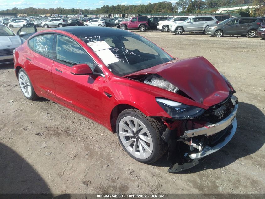 2022 TESLA MODEL 3 VIN: 5YJ3E1EA0NF287421