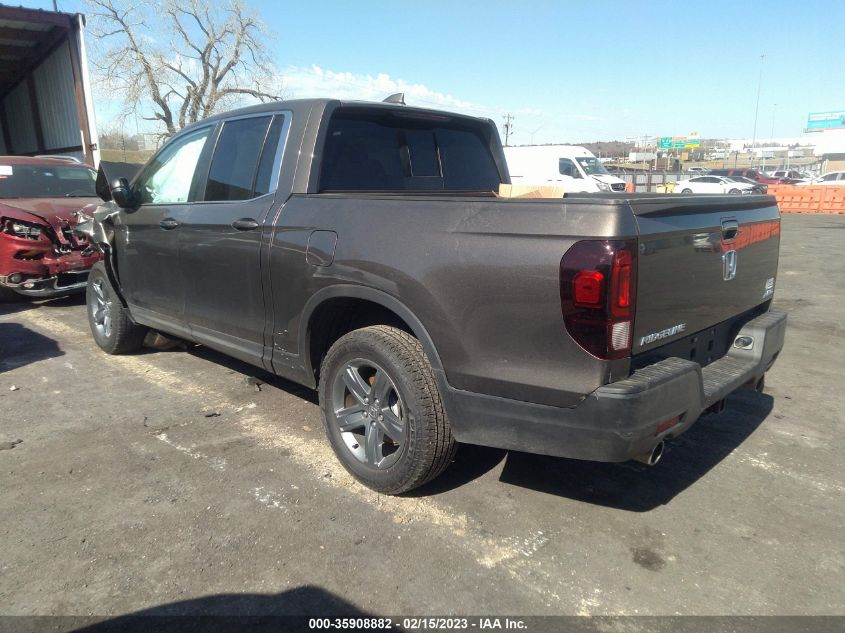 2022 HONDA RIDGELINE RTL VIN: 5FPYK3F57NB038231