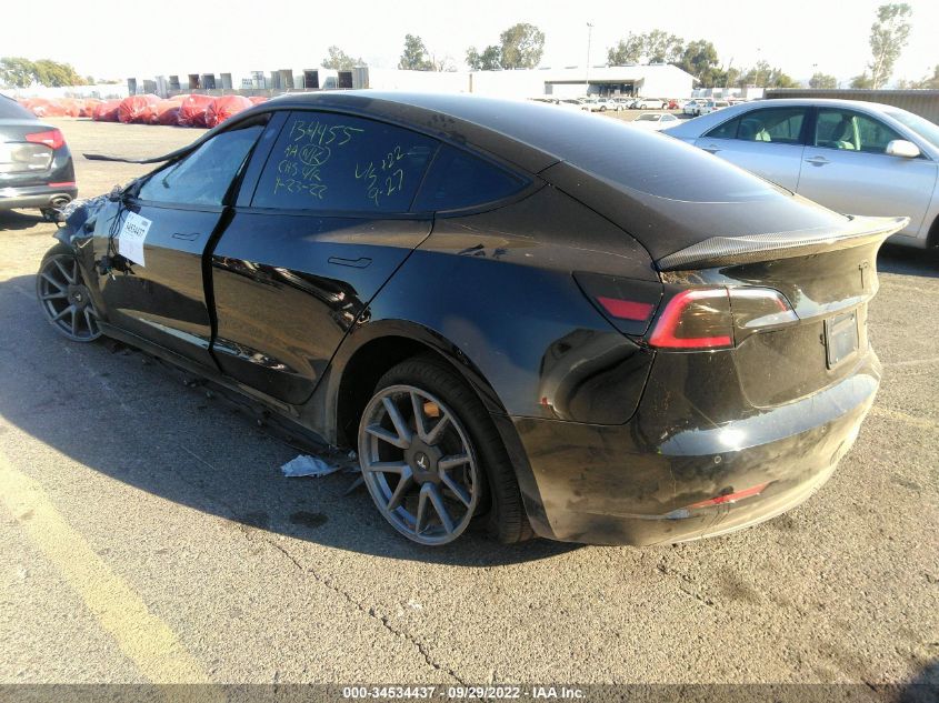 2022 TESLA MODEL 3 LONG RANGE VIN: 5YJ3E1EB8NF134455