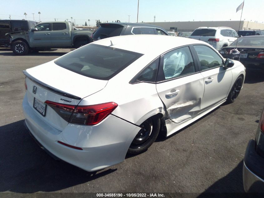 2022 HONDA CIVIC SEDAN SPORT VIN: 2HGFE2F58NH538881