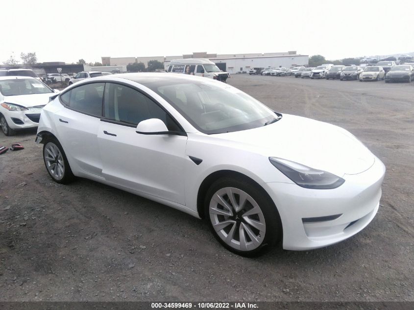 2022 TESLA MODEL 3 VIN: 5YJ3E1EA5NF296258