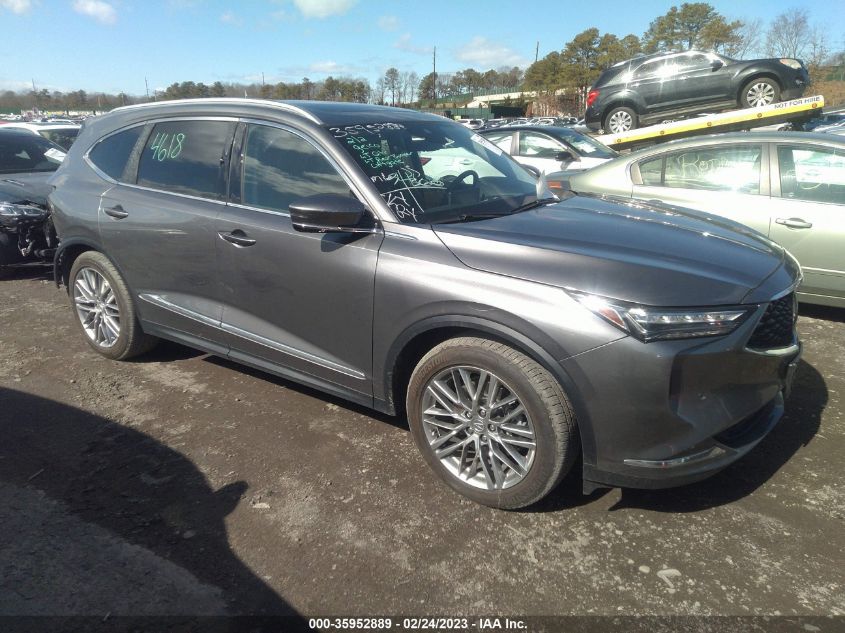 2022 ACURA MDX W/ADVANCE PACKAGE VIN: 5J8YE1H83NL018939