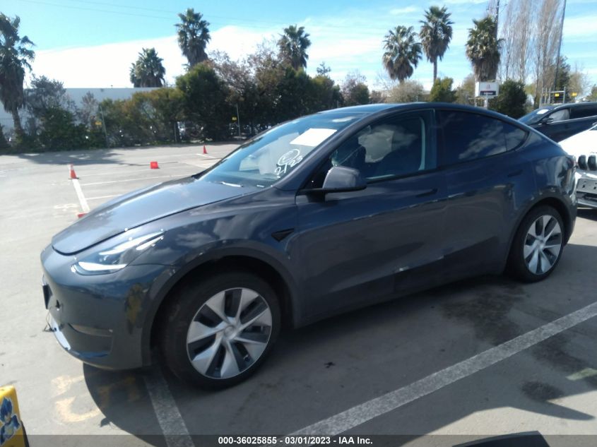 2022 TESLA MODEL Y LONG RANGE VIN: 7SAYGAEE7NF555158