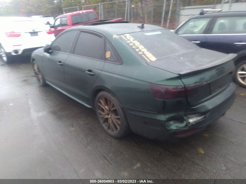 2022 AUDI S4 PREMIUM PLUS VIN: WAUB4AF4XNA048648