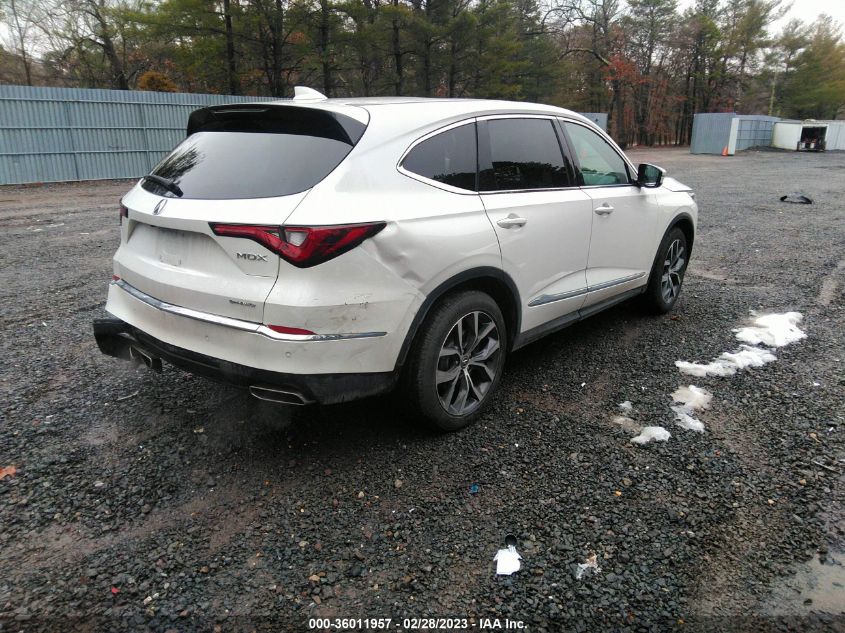 2022 ACURA MDX W/TECHNOLOGY PACKAGE VIN: 5J8YE1H43NL035916