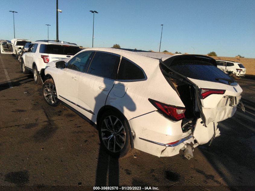 2022 ACURA MDX W/TECHNOLOGY PACKAGE VIN: 5J8YD9H4XNL002980