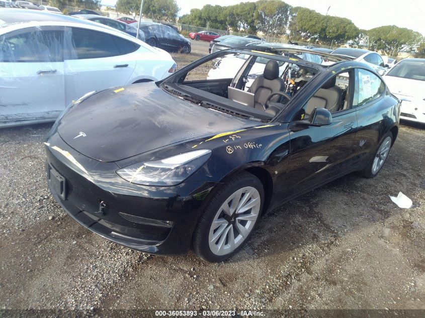 2022 TESLA MODEL 3 LONG RANGE VIN: 5YJ3E1EBXNF264012