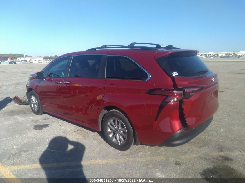 2021 TOYOTA SIENNA XLE VIN: 5TDYRKEC2MS072232